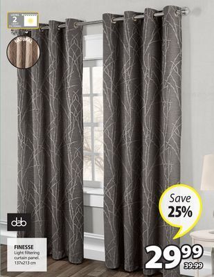 JYSK Finesse light filtering curtain panel offer
