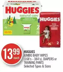 Shoppers Drug Mart Huggies jumbo baby wipes, diapers or training pants offer