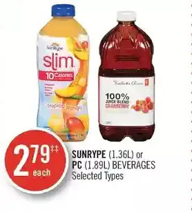 Shoppers Drug Mart Sunrype or pc beverages offer