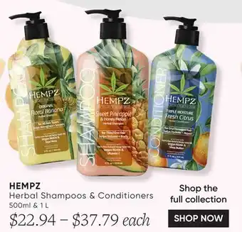 Chatters Salon Hempz herbal shampoos & conditioners offer