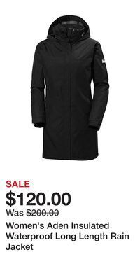 Mark's Women's aden insulated waterproof long length rain jacket offer