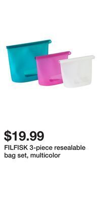 IKEA Filfisk 3-piece resealable bag set, multicolor offer