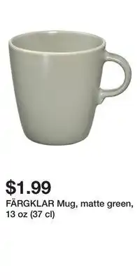 IKEA Färgklar mug, matte green, 13 oz (37 cl) offer