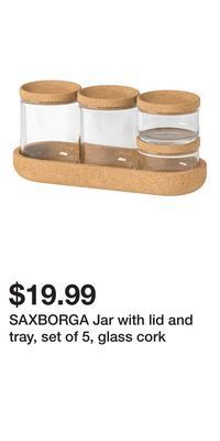 IKEA Saxborga jar with lid and tray, set of 5, glass cork offer