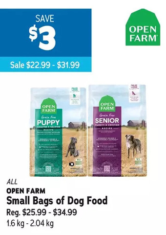 Ren’s Pets Depot Open farm small bags of dog food offer