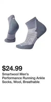 Sport Chek Smartwool men's performance running ankle socks, wool, breathable offer