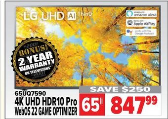 2001 Audio Video Lg 65" 4k uhd hdr10 pro webos 22 game optimizer offer