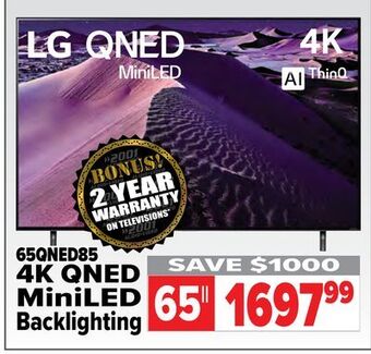 2001 Audio Video Lg 65" 4k qned miniled backlighting offer