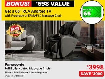 Visions Electronics Panasonic full body heated massage chair offer