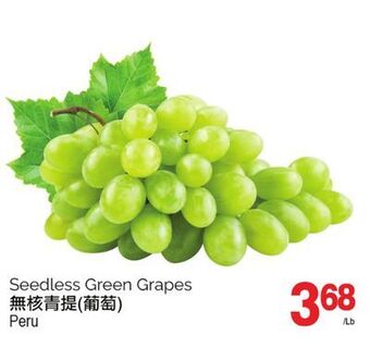 T&T Supermarket Seedless green grapes offer