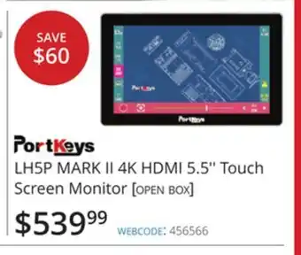 Portkeys lh5p mark ii 4k hdmi 5.5'' touch screen monitor [openbox]