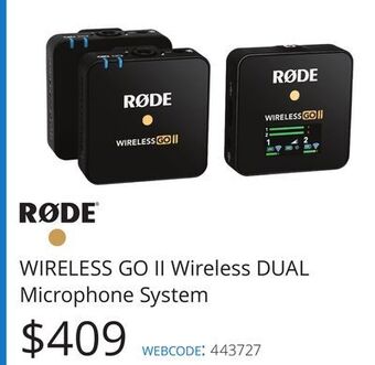 Vistek Rode wireless go ii wireless dual microphone system offer