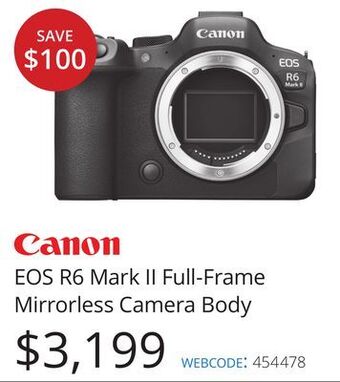 Vistek Canon eos r6 mark ii full-frame mirrorless camera body offer