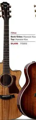 Long & McQuade Taylor guitars 724ce grand auditorium select koa acoustic/electric guitar with case offer