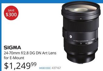 Vistek Sigma 24-70mm f/2.8 dg dn art lens for e-mount offer