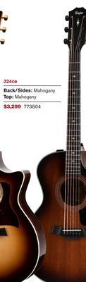 Long & McQuade Taylor guitars 324ce grand auditorium tropical mahogany acoustic-electric guitar w/cutaway offer