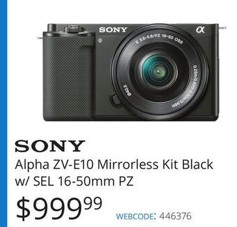 Vistek Sony alpha zv-e10 mirrorless kit black w/sel 16-50mm pz offer