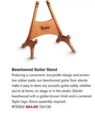 Long & McQuade Taylor guitars brown danish beechwood guitar stand offer
