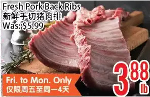Bestco Food Mart Fresh pork back ribs offer