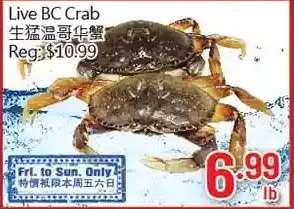 Hong Tai Supermarket Live bc crab offer