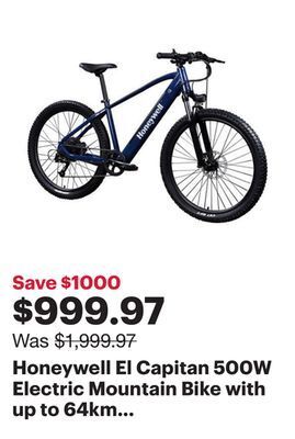 Best Buy Honeywell el capitan 500w electric mountain bike with up to 64km battery life - navy - only at best buy offer