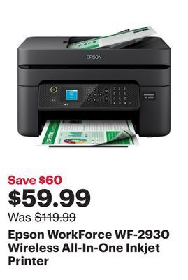 Best Buy Epson workforce wf-2930 wireless all-in-one inkjet printer offer