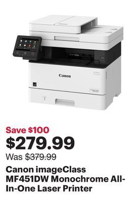 Best Buy Canon imageclass mf451dw monochrome all-in-one laser printer offer