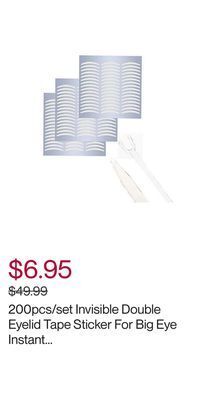 Hudson's Bay 200pcs/set invisible double eyelid tape sticker for big eye instant eyelid lift adhesive, waterproof & non-toxic offer