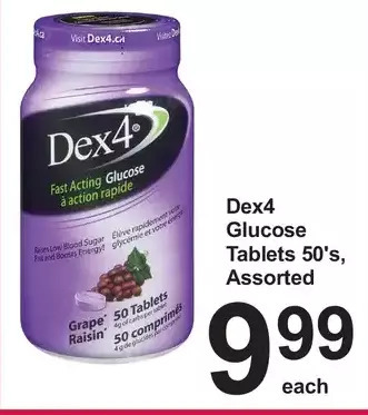 Pharmasave Dex4 glucose tablets offer