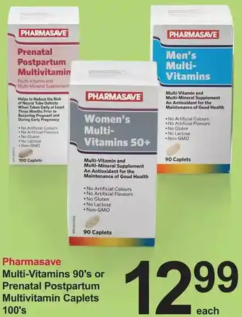 Pharmasave Pharmasave multi-vitamins or prenatal postpartum multivitamin caplets offer