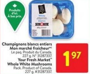 Walmart Your Fresh Market Whole White Mushrooms offer