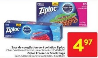 Walmart Ziploc Freezer or Snack Bags offer
