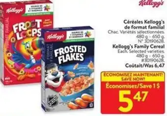 Walmart Kellogg's Family Cereal 480g-650g offer