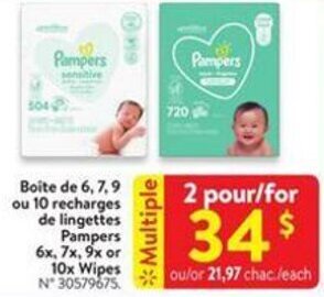 Walmart Pampers 6x, 7x, 9x or 10x Wipes offer