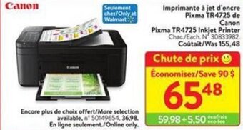 Walmart Canon Pixma TR4725 Inkjet Printer offer