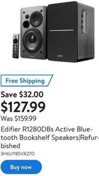 Walmart Edifier R1280DBs Active Bluetooth Bookshelf Speakers|Refurbished offer