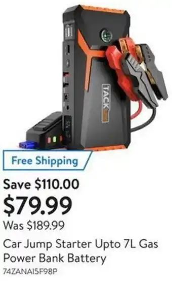 Walmart Car Jump Starter Upto 7L Gas Power Bank Battery offer
