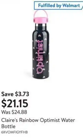 Walmart Claire's Rainbow Optimist Water Bottle offer