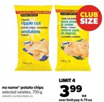 Real Canadian Superstore no name® Potato Chips 750 g offer