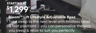 Sleep Country Bloom lift lifestyle adjustable base offer