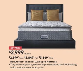 Sleep Country Beautyrest® imperial lux supra mattress offer