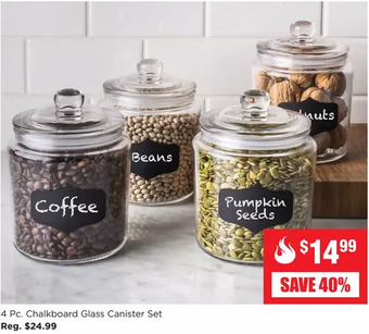 Kitchen Stuff Plus 4 pc. chalkboard glass canister set offer
