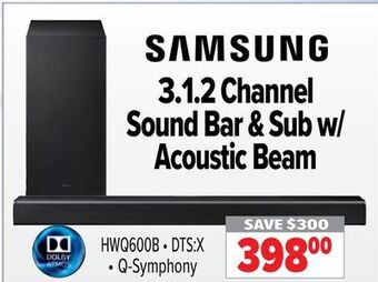 2001 Audio Video Samsung 3.1.2 channel sound bar & sub w/ acoustic beam offer
