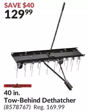 Princess Auto Red rock 40 in. tow-behind dethatcher offer