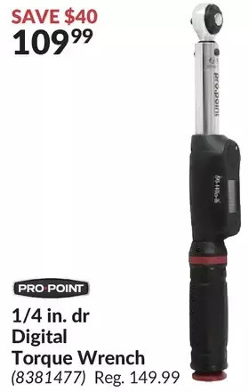 Princess Auto Pro.point 1/4 in. dr digital torque wrench offer