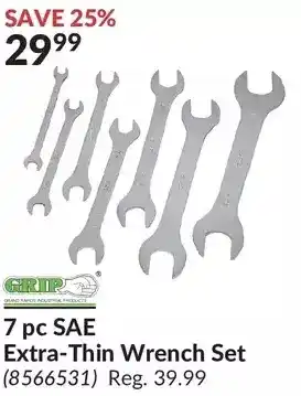 Princess Auto Grip 7 pc sae extra-thin wrench set offer