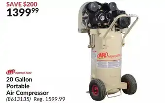 Princess Auto Ingersoll rand 20 gallon portable air compressor offer