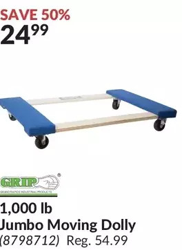 Princess Auto Grip 1,000 lb jumbo moving dolly offer
