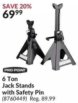 Princess Auto Pro.point 6 ton jack stands with safety pin offer