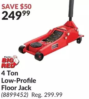 Princess Auto Torin big red 4 ton low-profile floor jack offer